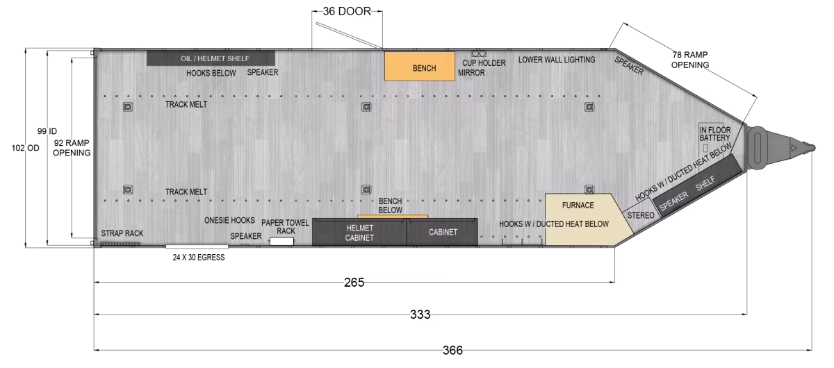 Floor plan for 2027 Trails West RPM 28' Bumper Pull Trailer