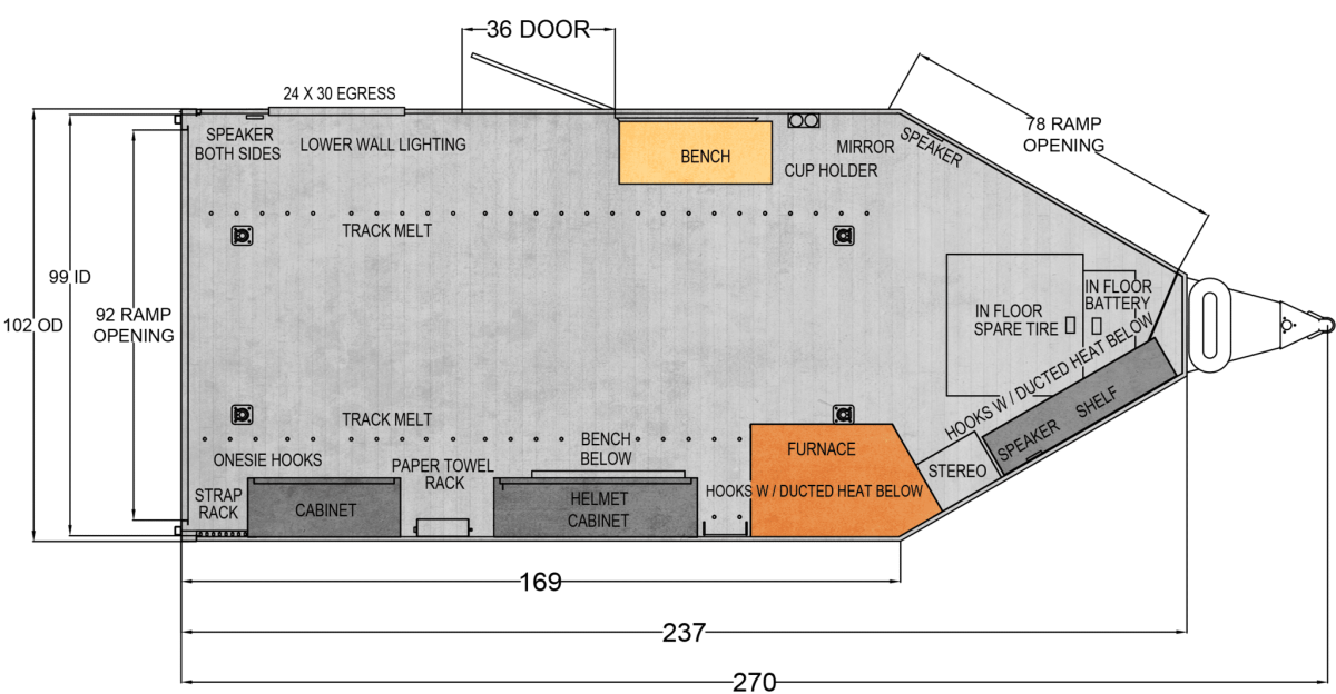 Floor plan for 2026 Trails West RPM 20' Bumper Pull Trailer