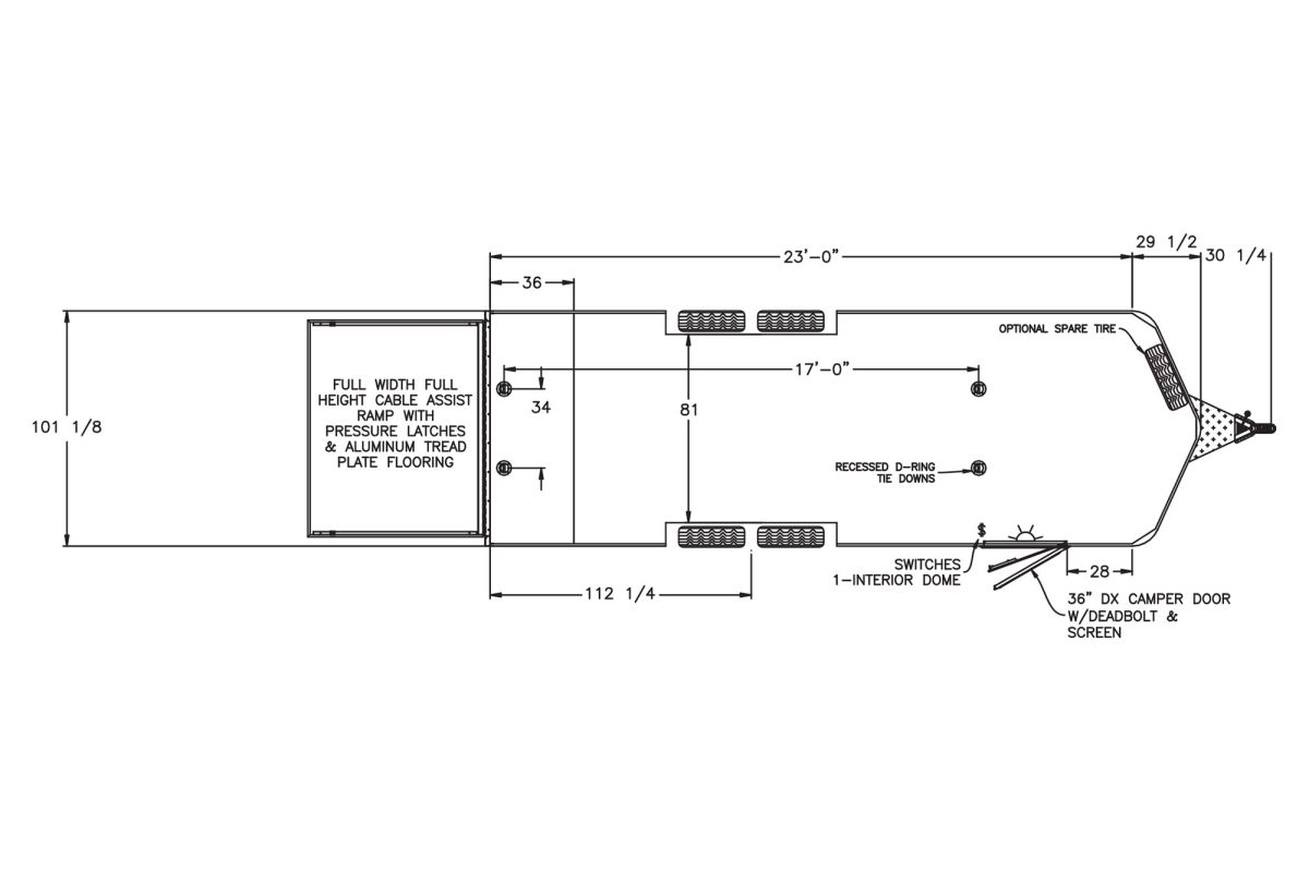 Floor plan for 2026 Featherlite 4926 24' Car Bumper Pull Trailer