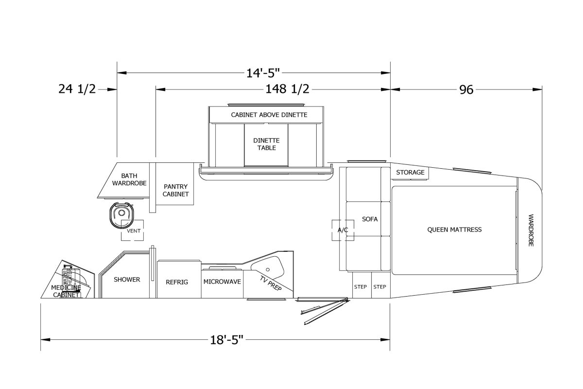 Floor plan for 2026 Featherlite 9808 4H 13x18 Living Quarters Gooseneck Trailer