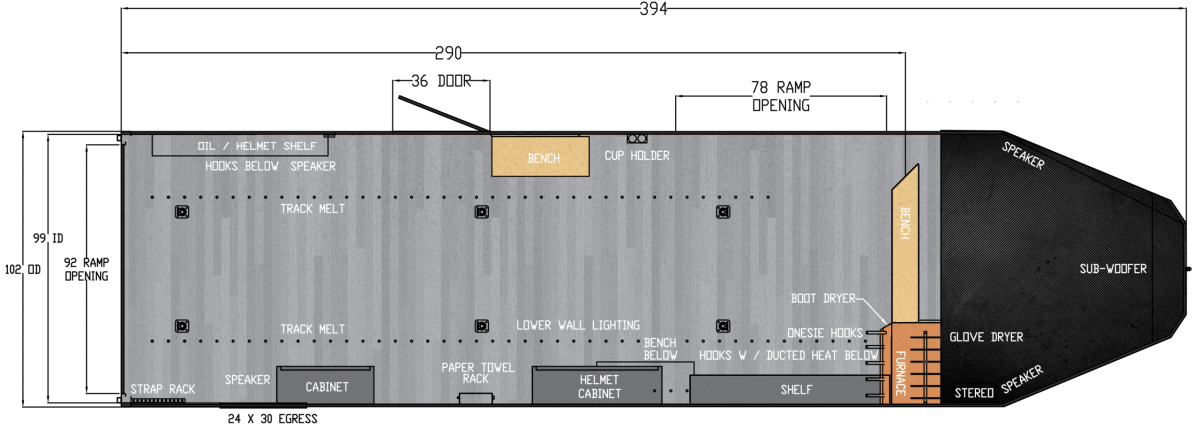 Floor plan for 2026 Trails West RPM 24' Gooseneck Trailer