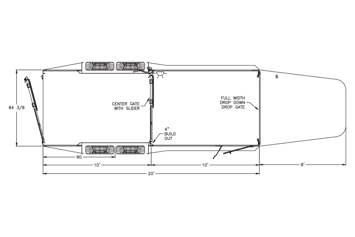 Floor plan for 2026 Featherlite 8127 20' Stock Gooseneck Trailer