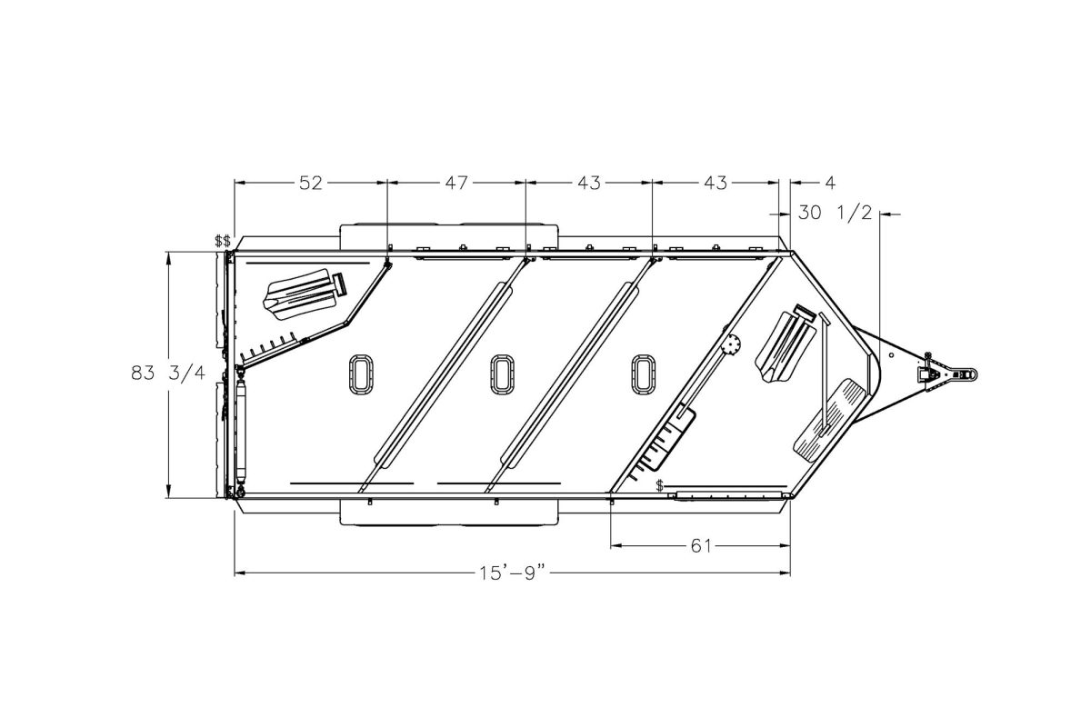 Floor plan for 2026 Featherlite 9400 3H Bumper Pull Trailer