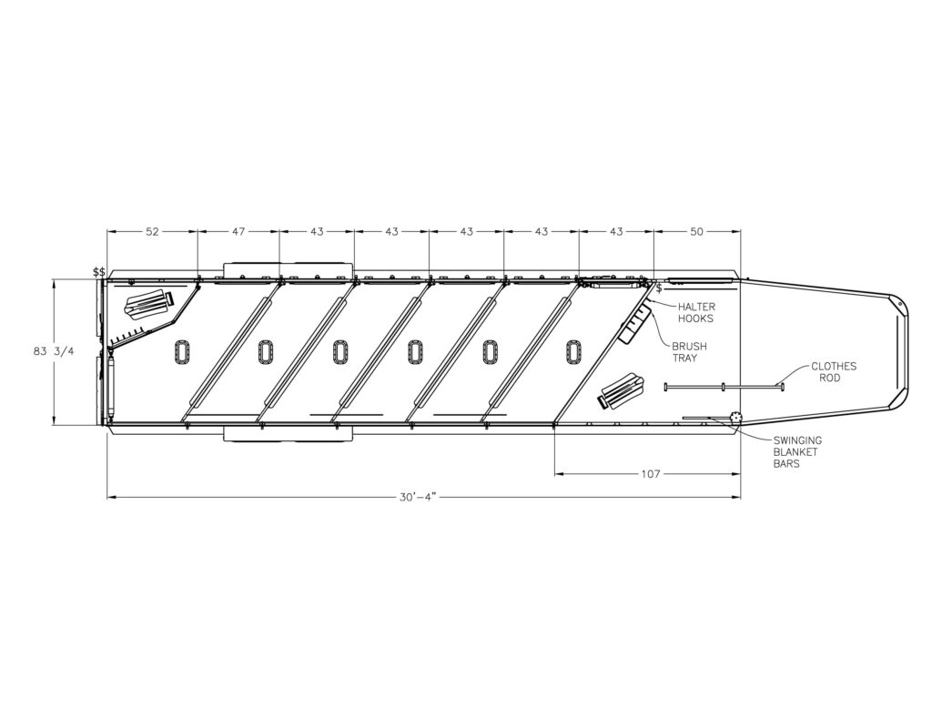 Floor plan for 2027 Fealtherlite 9600 6H Gooseneck Trailer